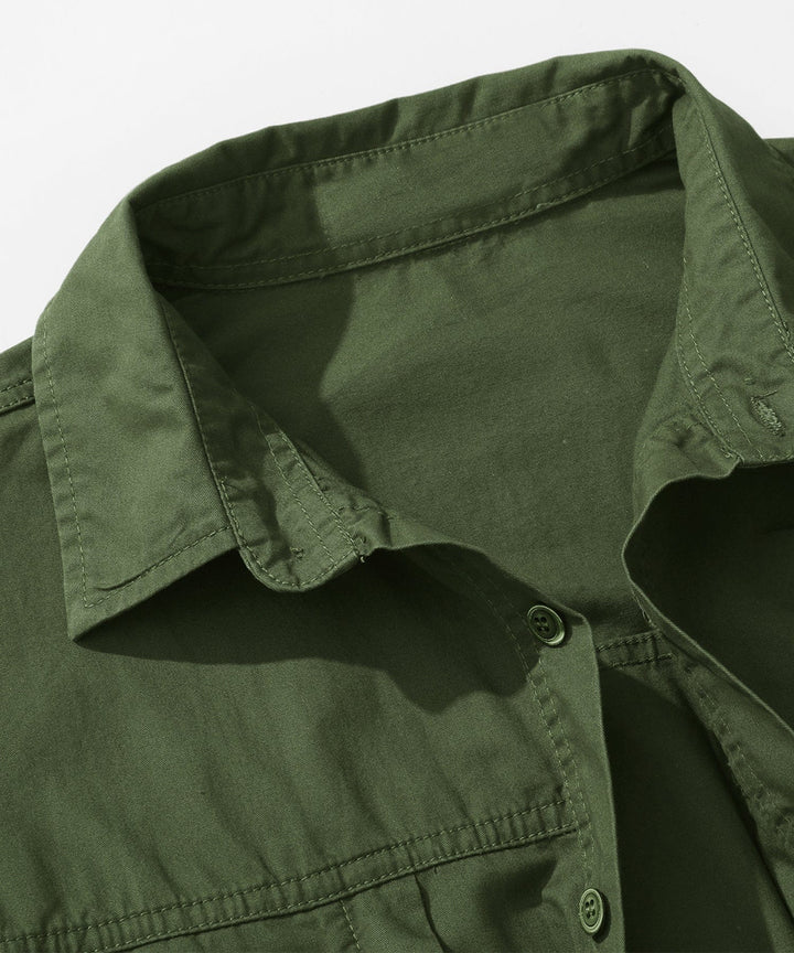 Flat lay of a Men's Terrain Trek Shirt, displaying the full front and soft cotton fabric.