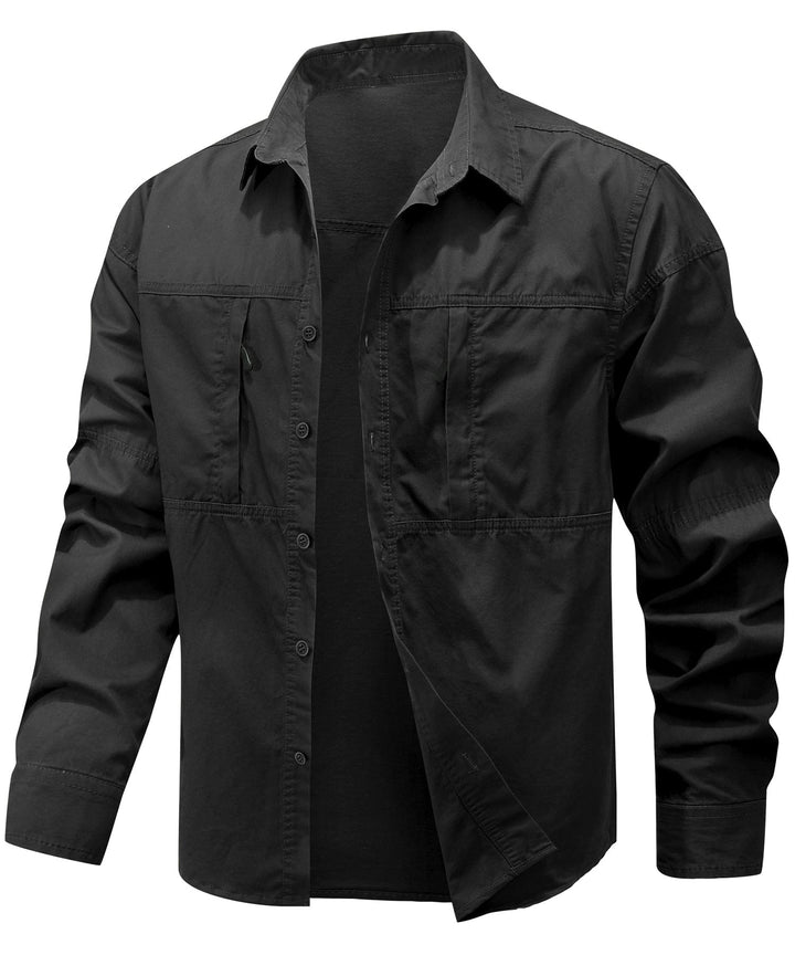 Men's short sleeve cotton shirt in navy, Premium Terrain Trek style, perfect for casual comfort.