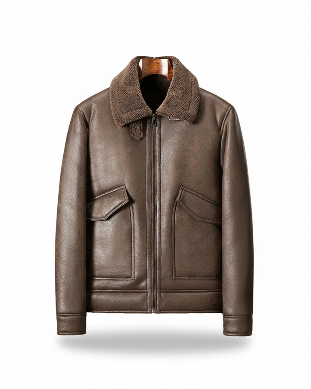 Men's premium leather aviator jacket, rugged style, perfect for winter, insulated for warmth
