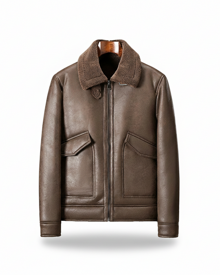Men's premium leather aviator jacket, rugged style, perfect for winter, insulated for warmth
