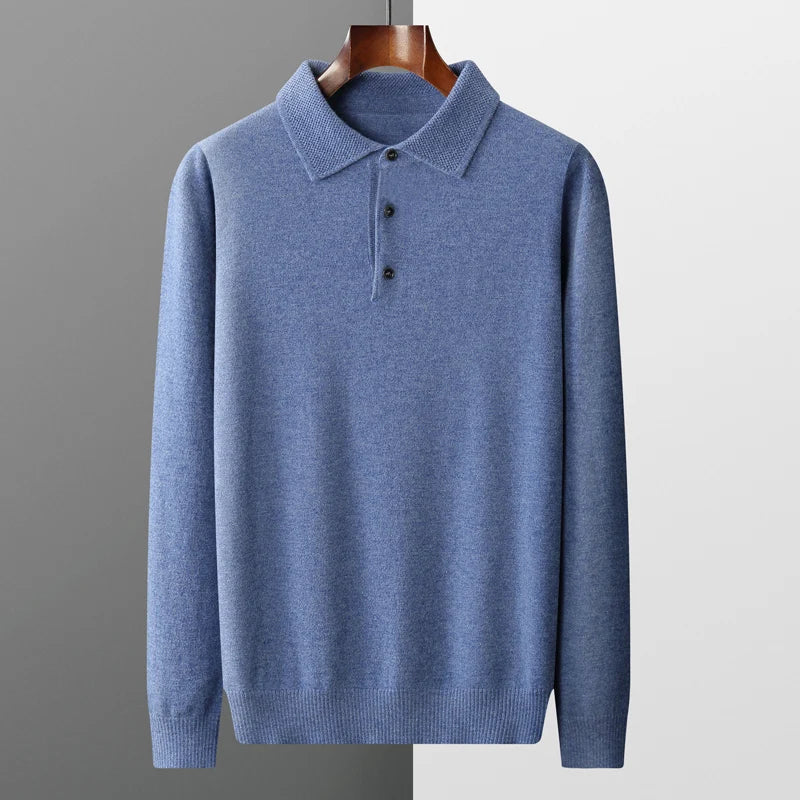 Outfit featuring a men's merino wool polo for smart casual look, highlighting its versatility.