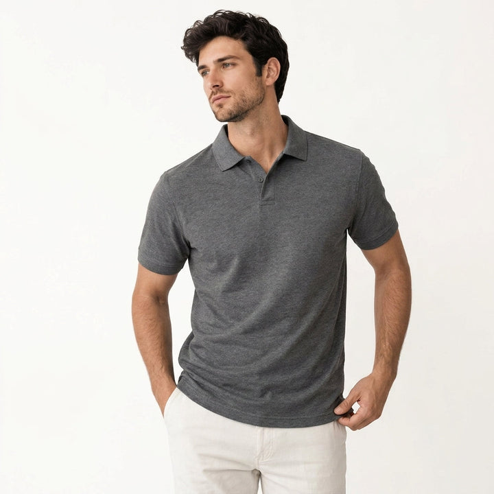 Versatile men's short sleeve pique polo shirt, great for everyday or polished outfits.