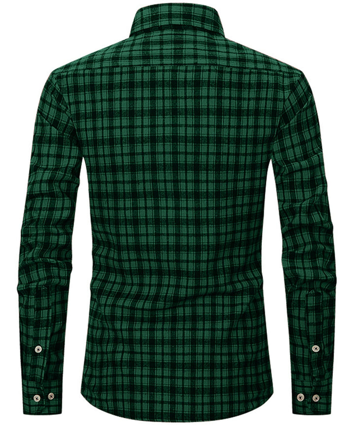 Versatile men's plaid flannel shirt, red and grey, perfect for layering during fall fashion.