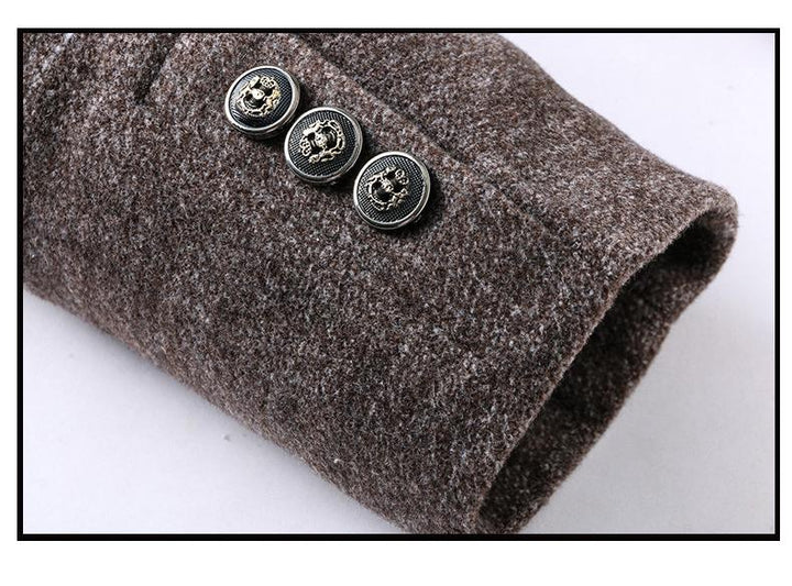Detachable scarf from a men's premium wool coat, showcasing its soft texture and versatility