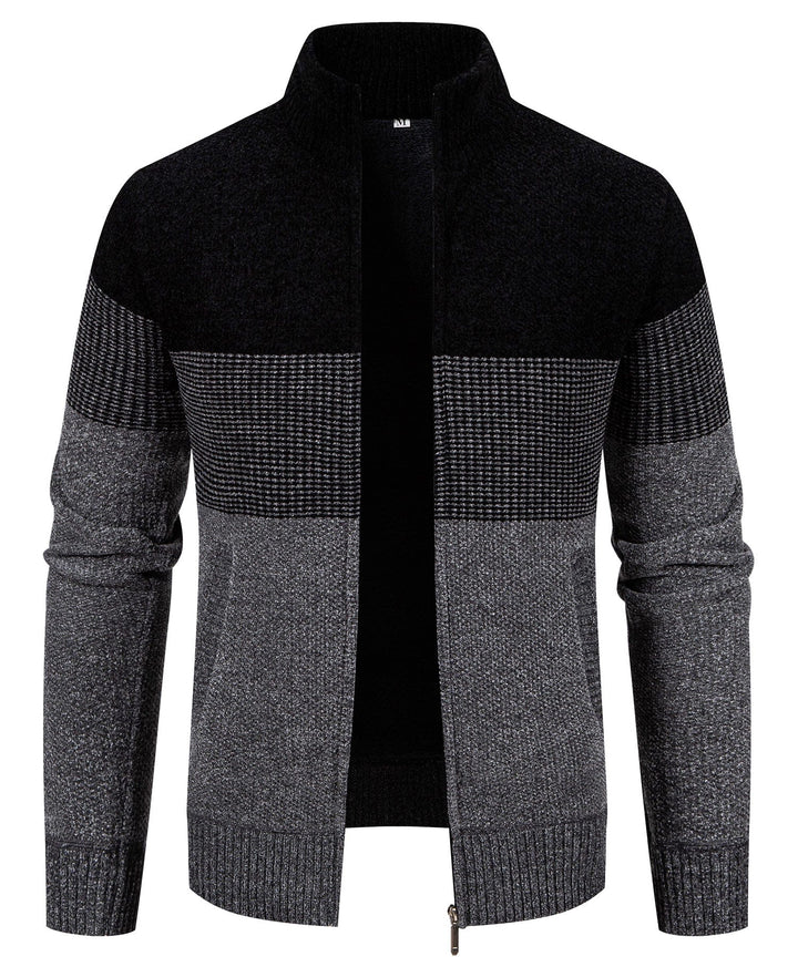 Men's Prestige Color Block Sweater, charcoal knitwear for elegant casual winter wear