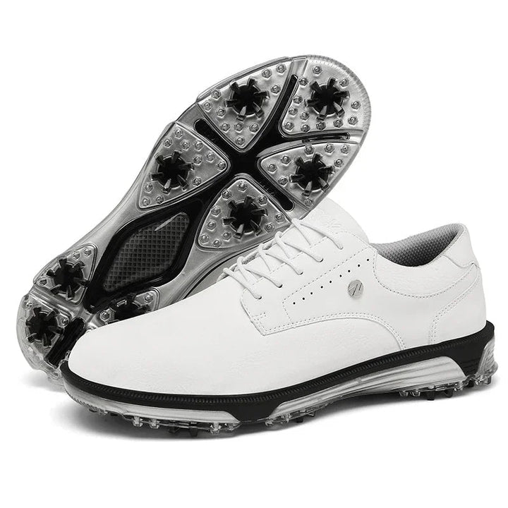 Elevated men's Pro Edition leather golf shoes, waterproof, spiked for unparalleled athletic play.