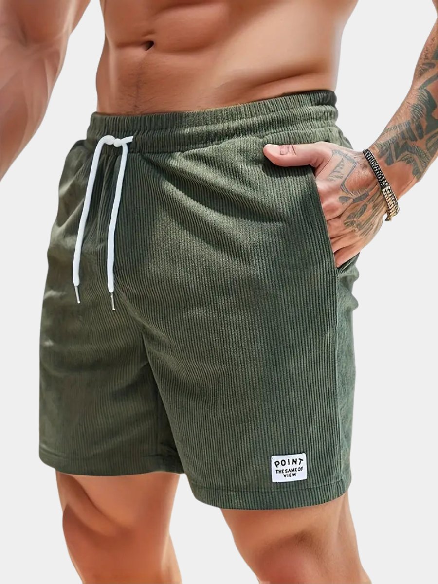 Men's quick-dry swim trunks with elastic waist for summer beach and pool wear.