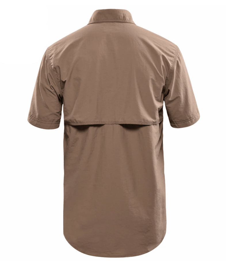 Breathable short-sleeve men's performance shirt, tactical design, quick-dry for demanding outdoor gear