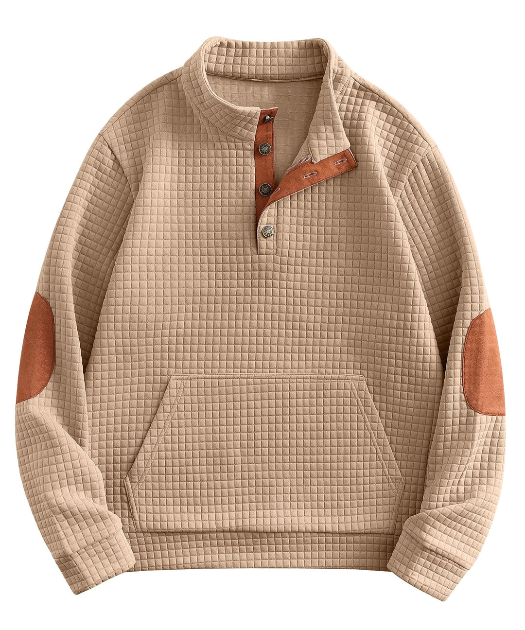 Classic men's quilted button collar pullover for daily wear