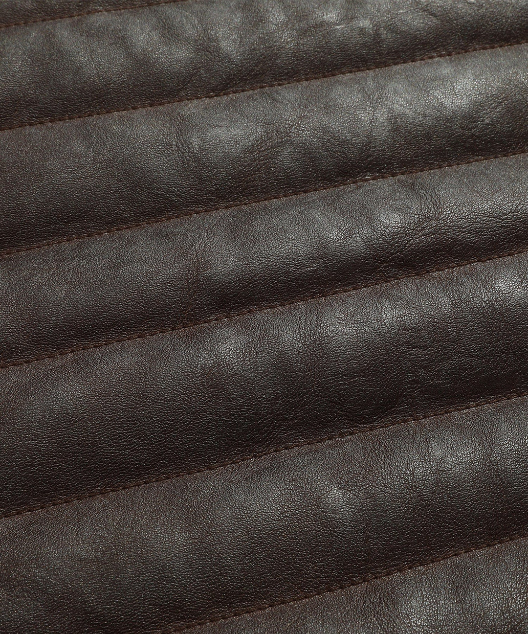 Flat lay of the men's versatile brown quilted faux leather jacket, showcasing its design