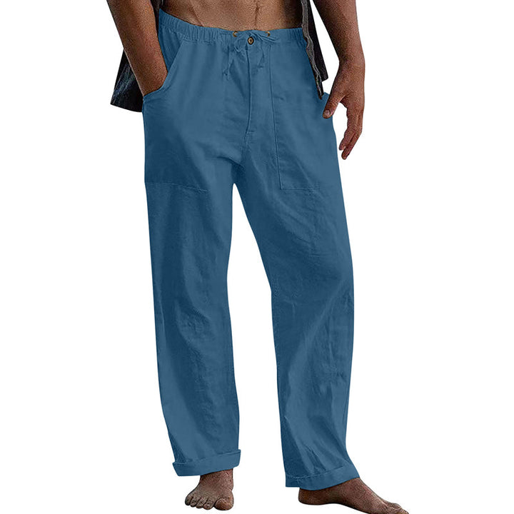 Men's casual summer drawstring trousers, relaxed fit with elastic waist for comfort & style.