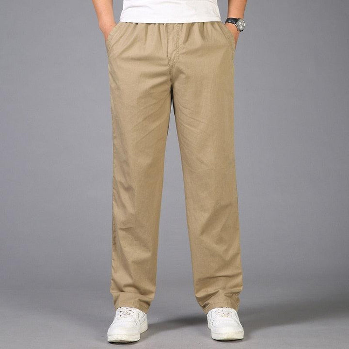 Comfortable relaxed fit men's pull-on chinos, perfect for everyday fashion.