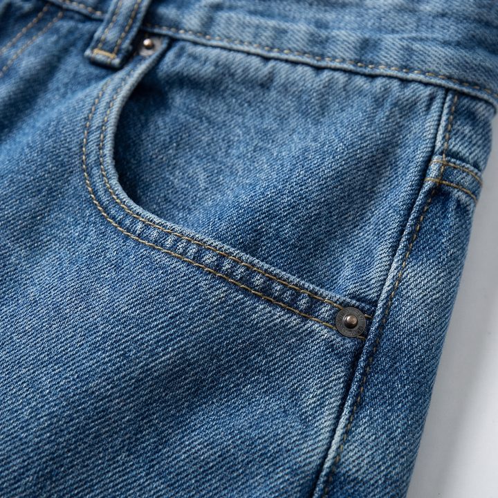 Versatile men's relaxed fit straight leg denim jeans, a must-have for everyday fashion & comfort.