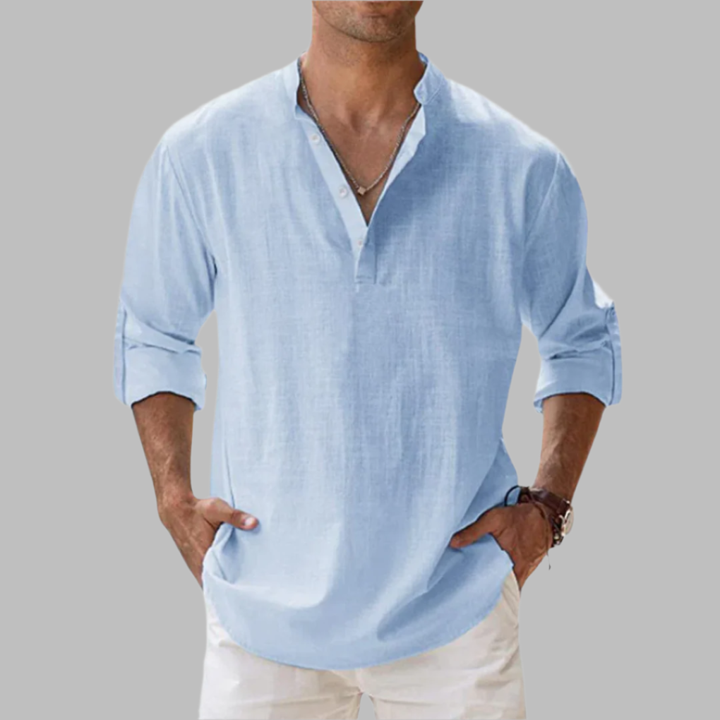 Men's relaxed fit summer button-down shirt. Ideal for warm weather casual wear & stylish menswear.