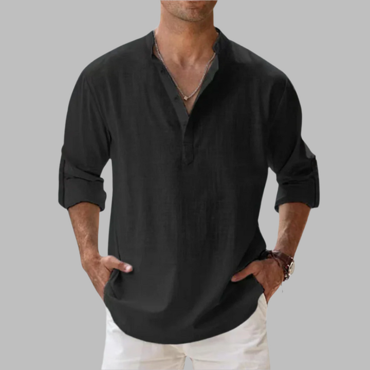Stylish men's relaxed fit button-down shirt, perfect for summer fashion, casual wear & vacation.