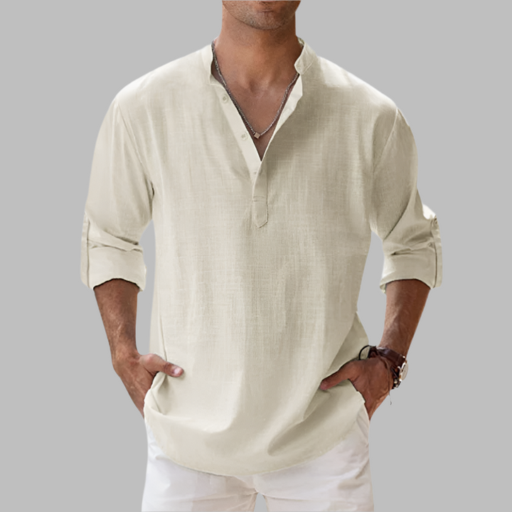 Stylish men's summer shirt, relaxed fit button-down for casual warm weather fashion & vacation.