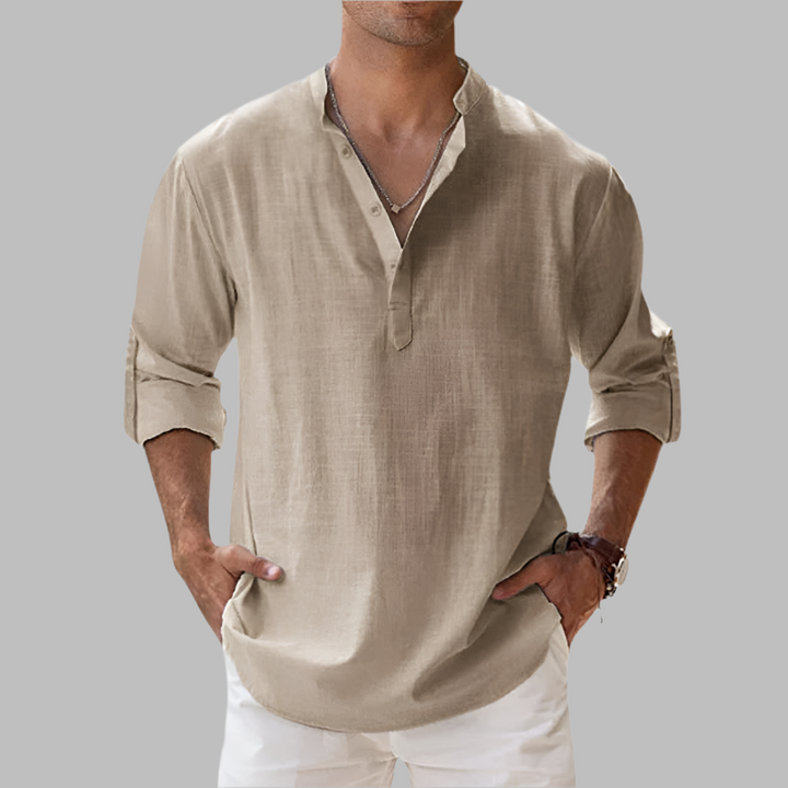 Versatile men's summer button-down shirt, relaxed fit, perfect for casual wear & stylish vacation.