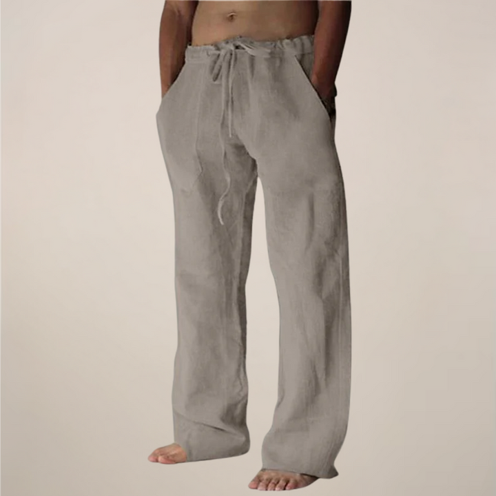 Versatile men's wide leg trousers for summer comfort, casual wear, beach style, and vacation.