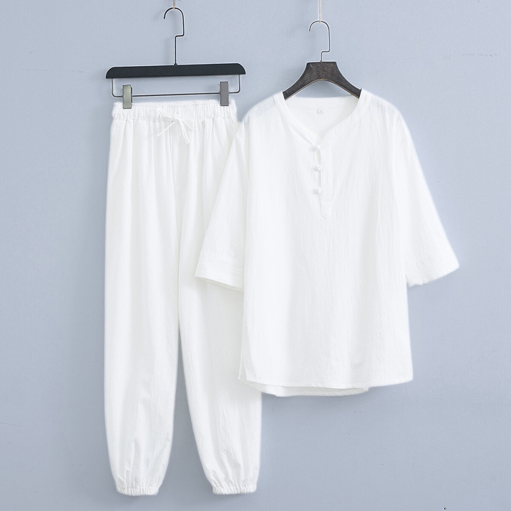 Stylish men's matching cotton blend loungewear set, featuring a relaxed fit for comfort