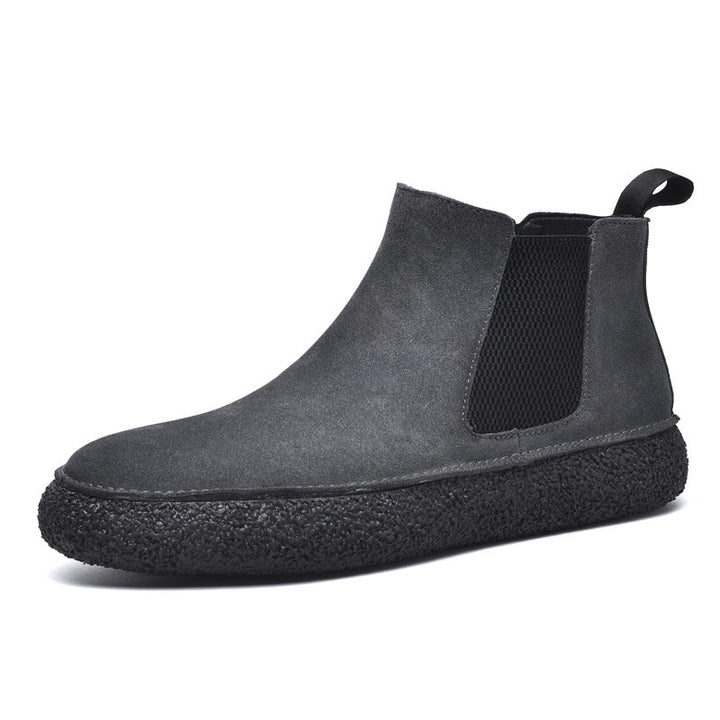 Pair of men's retro brown suede orthopedic comfort shoes for all-day wear