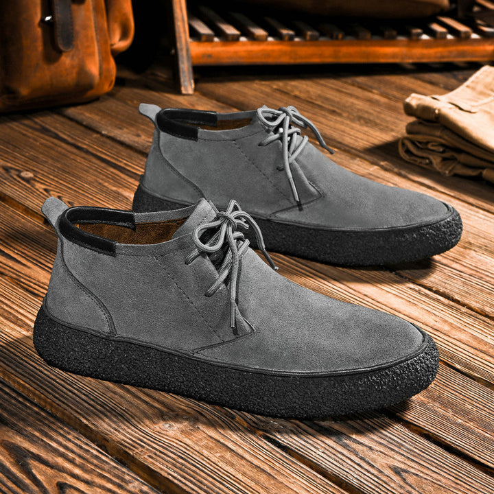 Top view of men's leather orthopedic comfort shoes for posture support