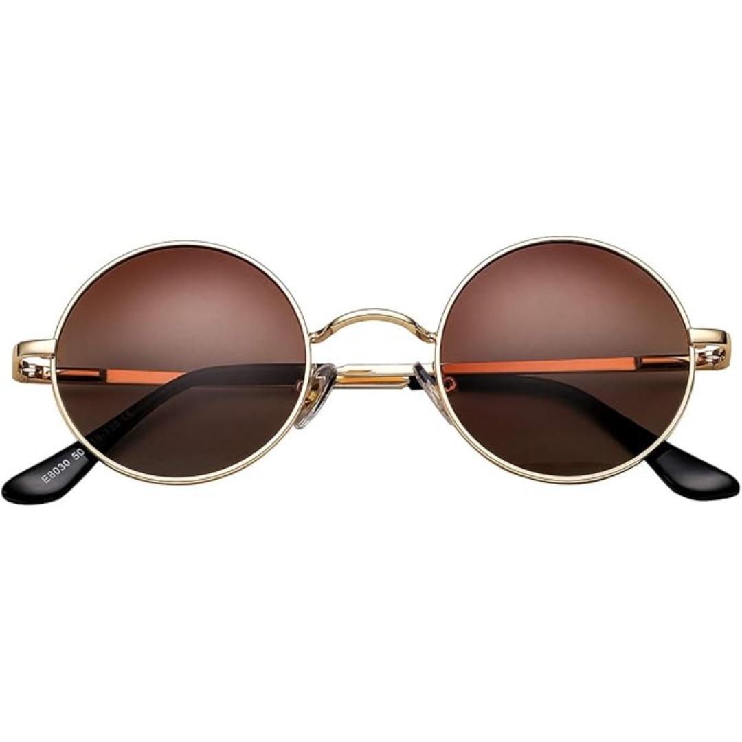 Men's retro round polarized sunglasses. UV protection & glare reduction. Stylish vintage eyewear accessory.