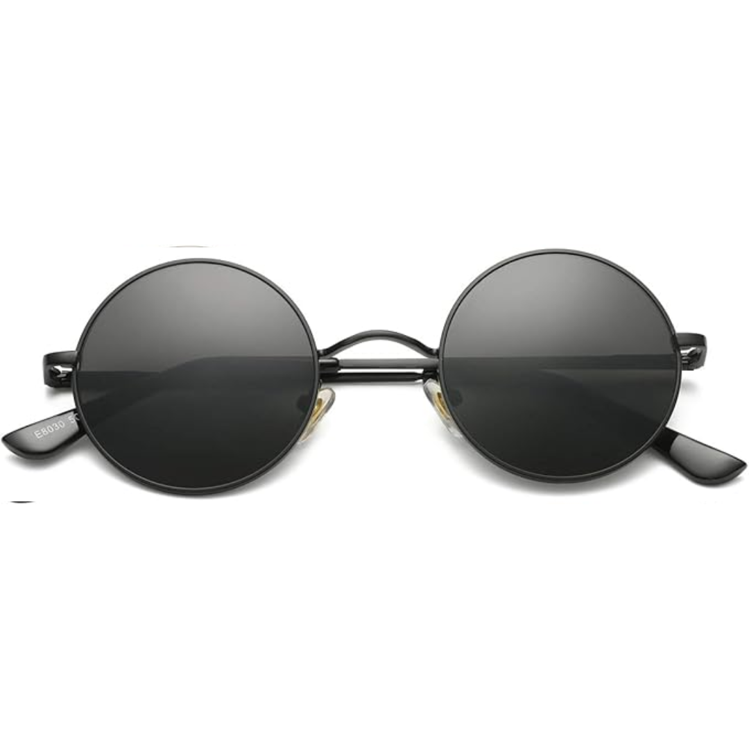Lightweight men's retro round polarized sunglasses for outdoor glare & UV protection. Vintage style sun eyewear.