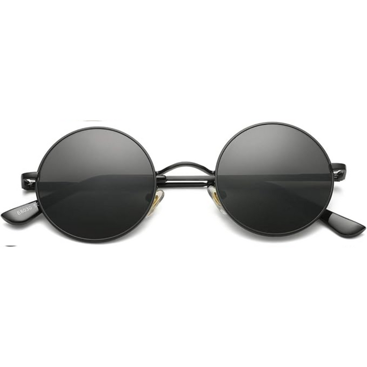 Lightweight men's retro round polarized sunglasses for outdoor glare & UV protection. Vintage style sun eyewear.