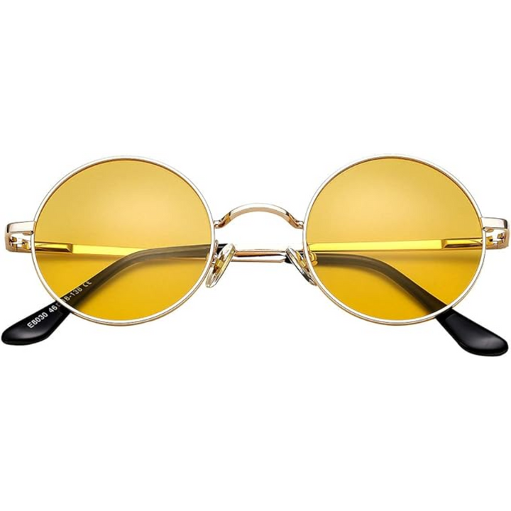 Men's retro round polarized sunglasses. Glare & UV protection. Classic vintage style eyewear for sun.