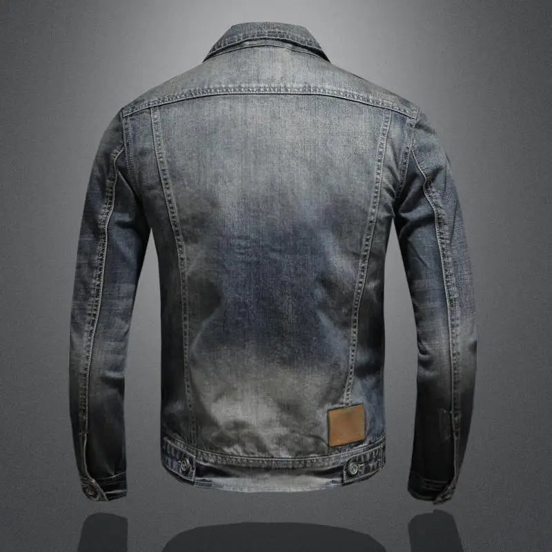 Stylish men's retro vintage gray denim jacket. A classic look for casual fashion & everyday outerwear.