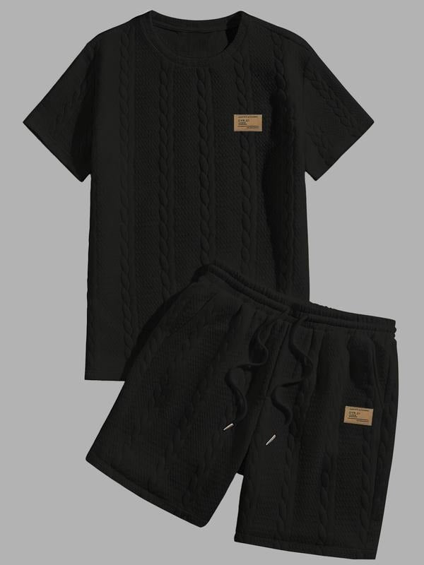 Men's rib knit comfort short set in light grey, perfect for loungewear and casual outfits.