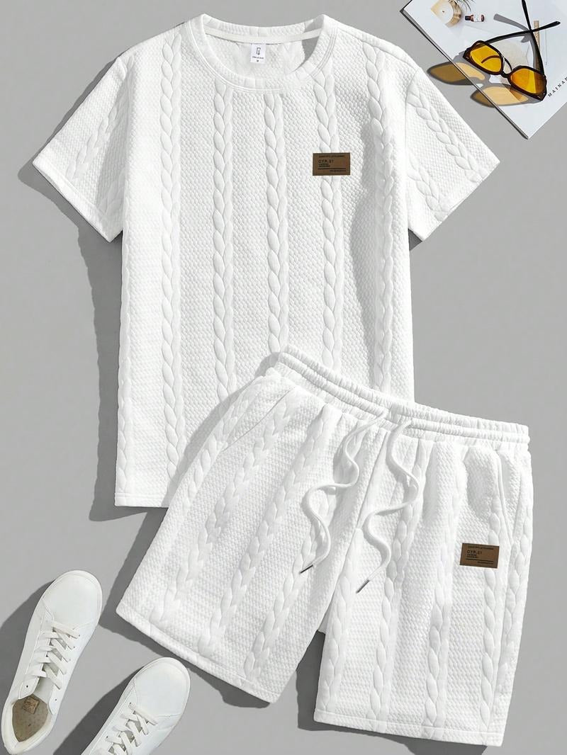 Close-up of the men's rib knit texture on a comfort short set, showcasing the quality fabric.