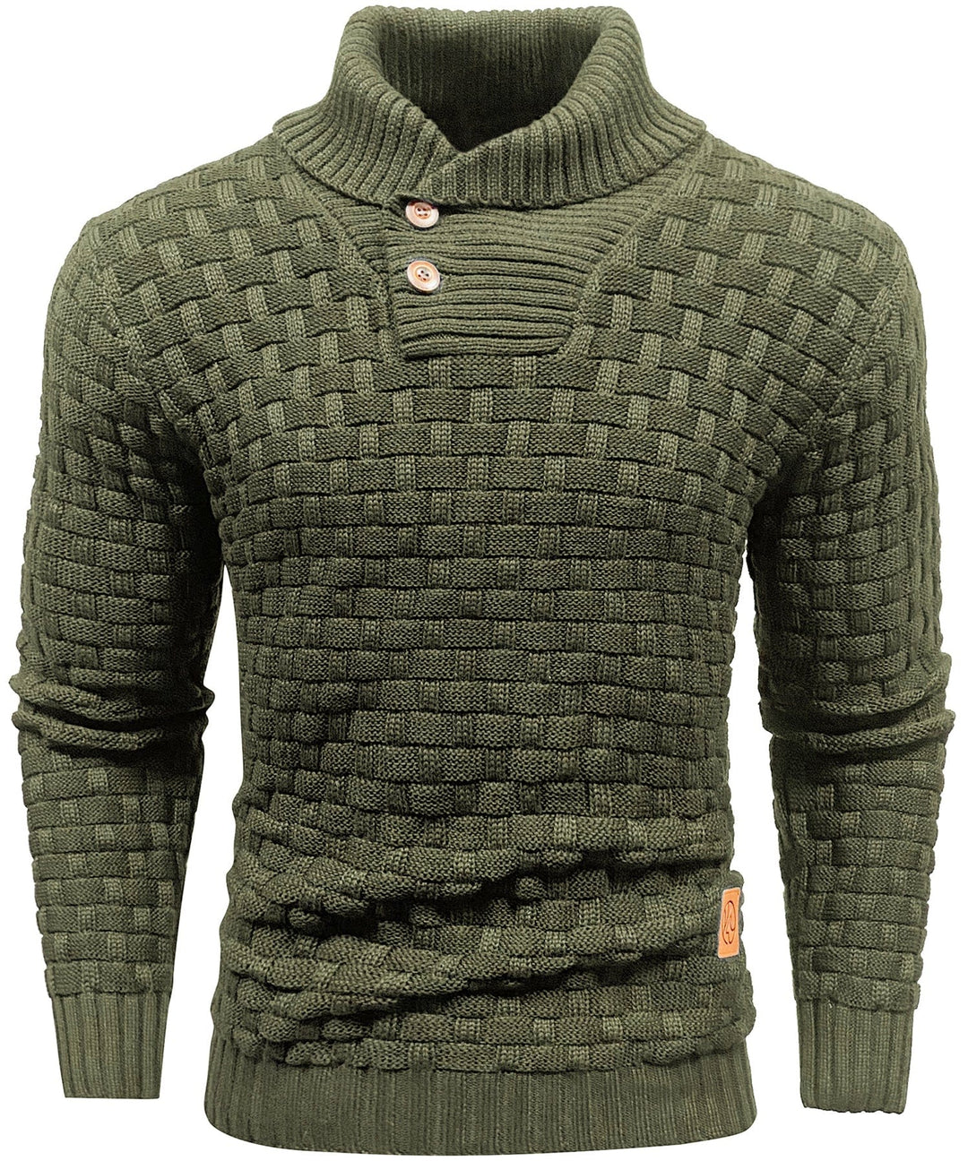 Comfortable men's apparel: a warm ribbed knit pullover, great for layering