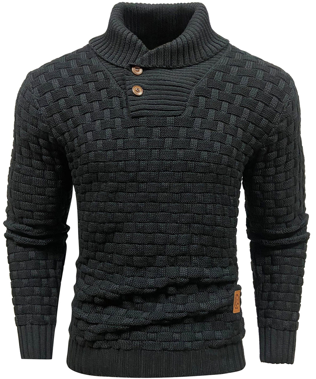 Warm men's top for winter: a comfortable ribbed knit crew neck pullover design