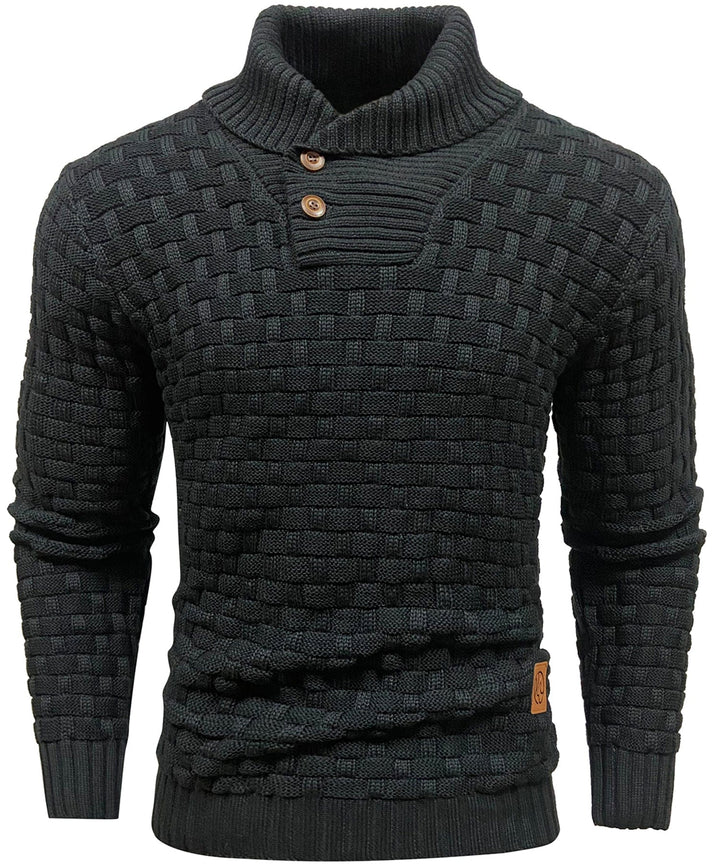 Warm men's top for winter: a comfortable ribbed knit crew neck pullover design