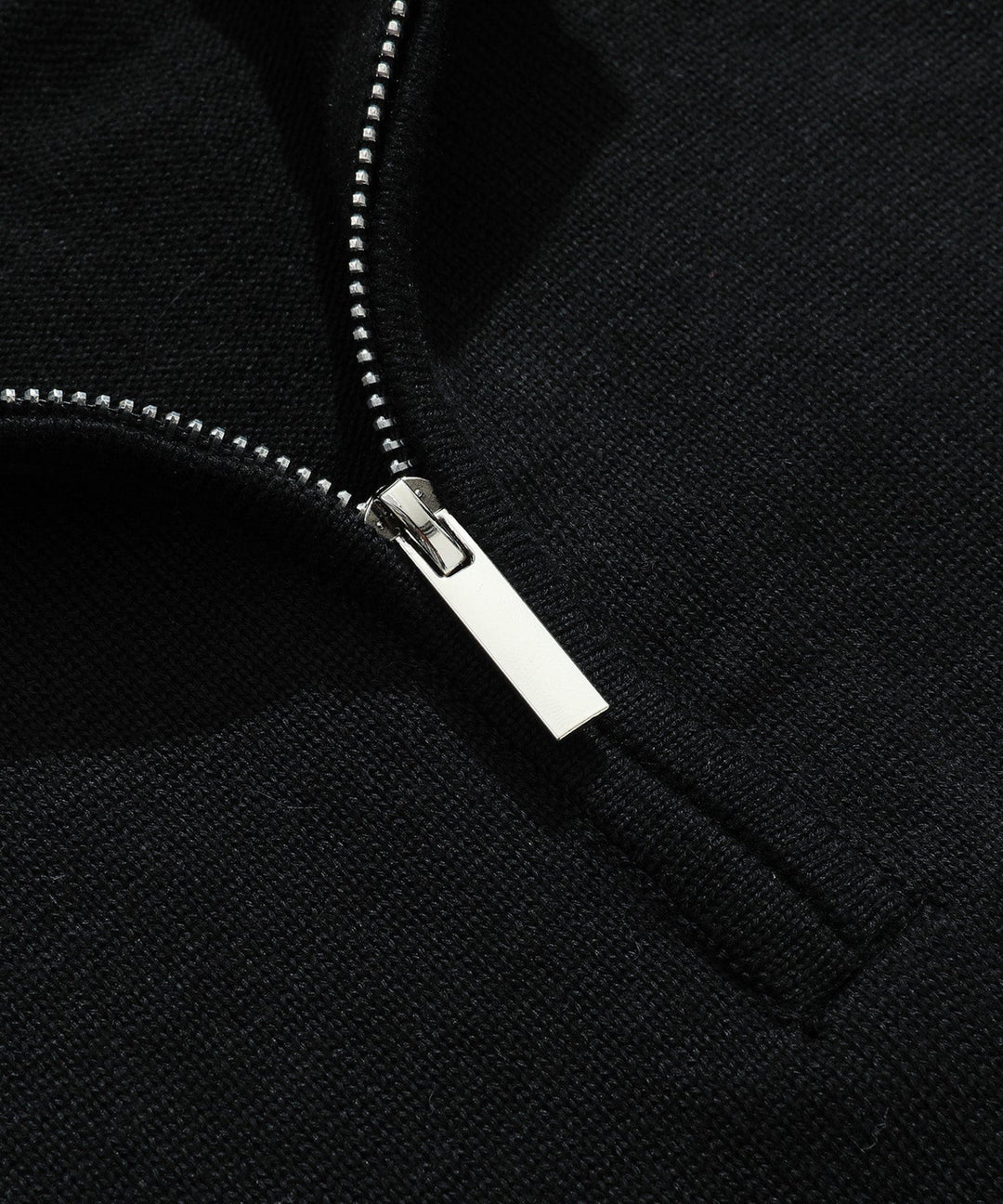 Stylish men's black half-zip sweater with a mock neck, ideal for men's casual wear