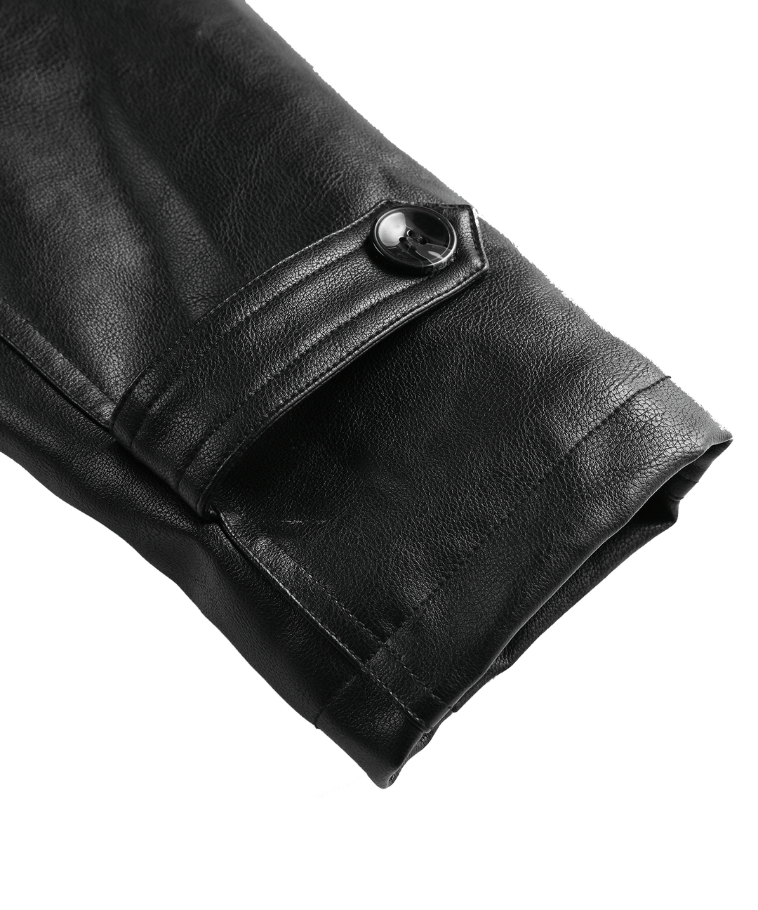 Side view of the men's insulated black PU leather winter jacket, showcasing rugged style