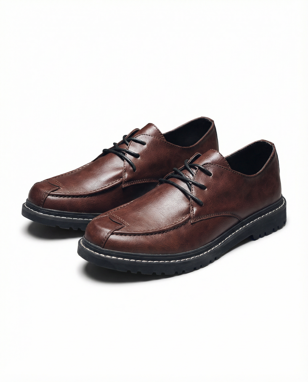 Men's rugged brown leather Derby shoes, classic and durable for everyday or formal wear.