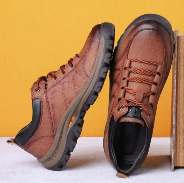 Rugged men's lace-up casual shoes for all-day comfort. Versatile for daily wear & walking with an anti-slip sole.