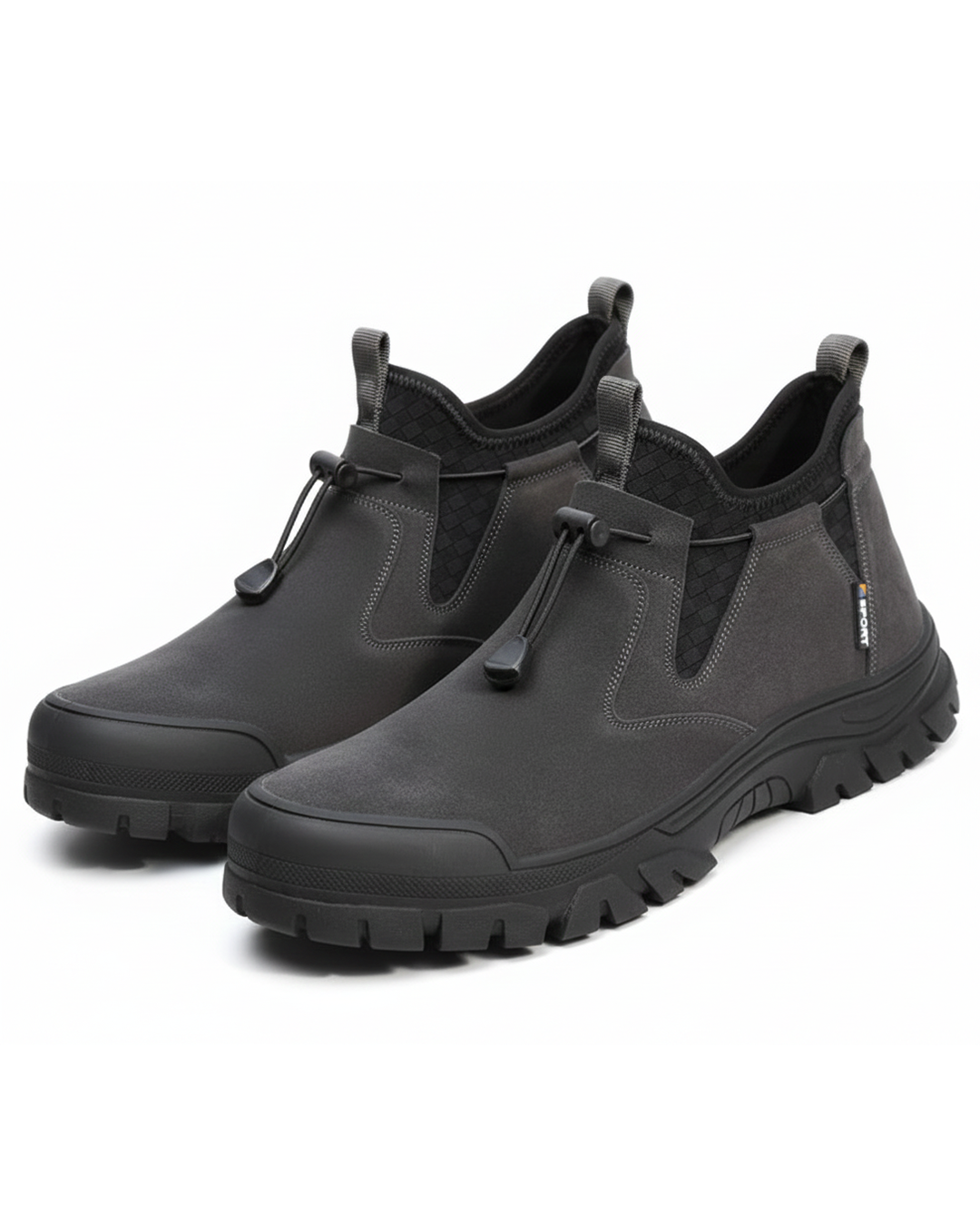Men's rugged brown suede look steel-toe work boots for safety & protection