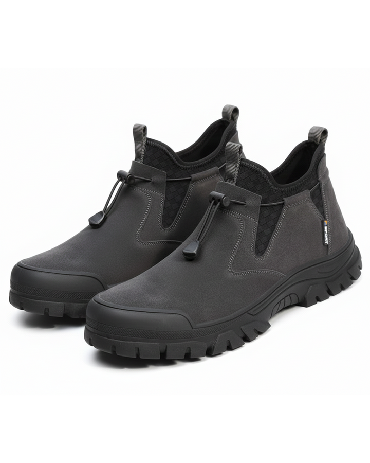 Men's rugged brown suede look steel-toe work boots for safety & protection