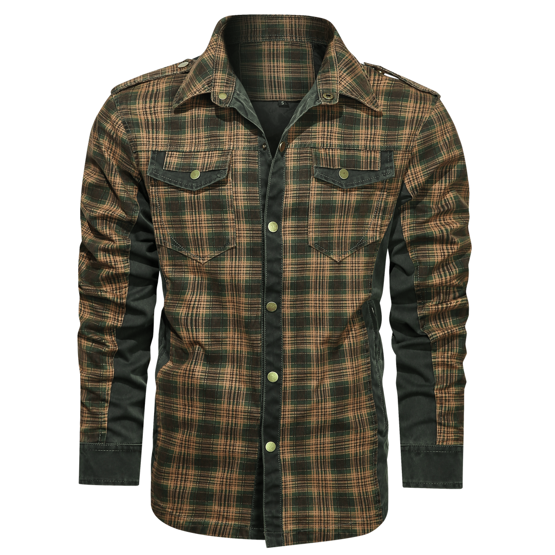 Stylish men's green flannel button-down shirt, soft cotton blend, suitable for everyday casual wear.