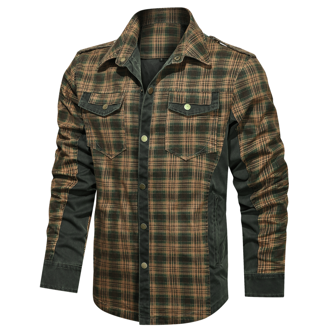 Men's casual flannel shirt, warm and comfortable, button-down style, great for fall and winter apparel.