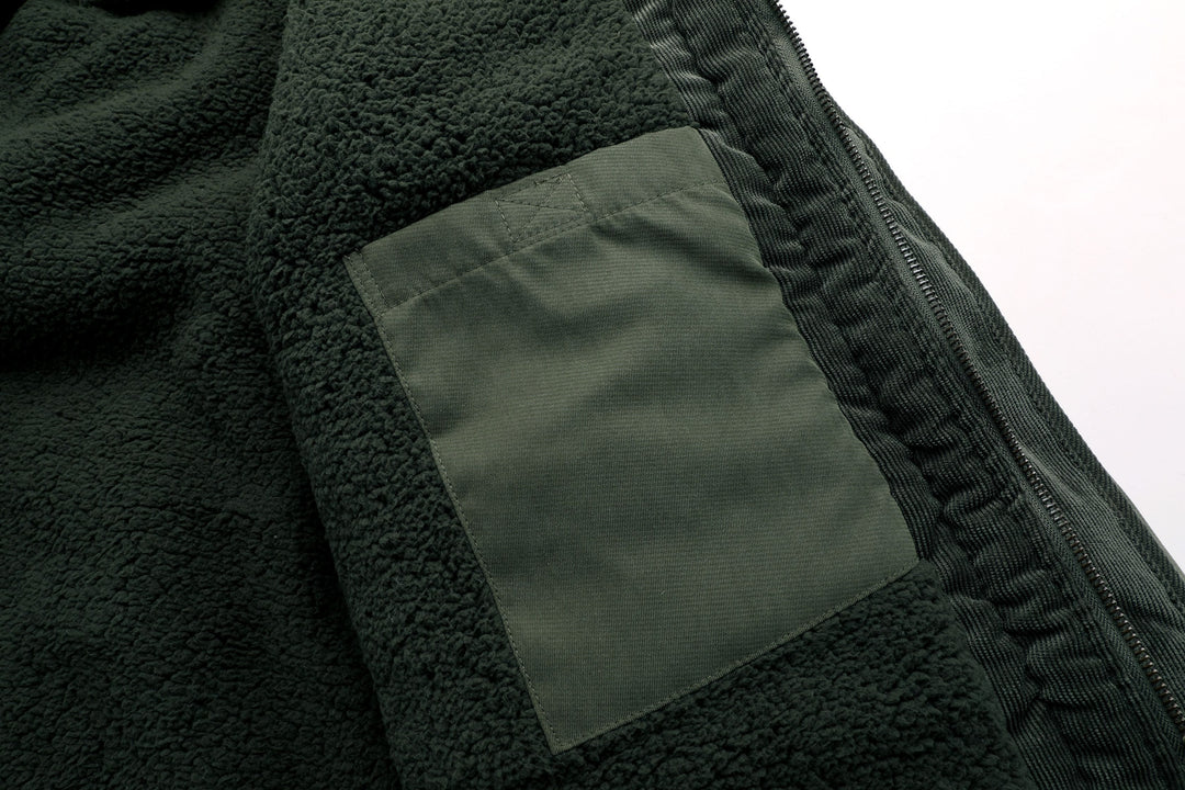 Heavyweight work jacket for men, emphasizing its robust design for tough conditions.