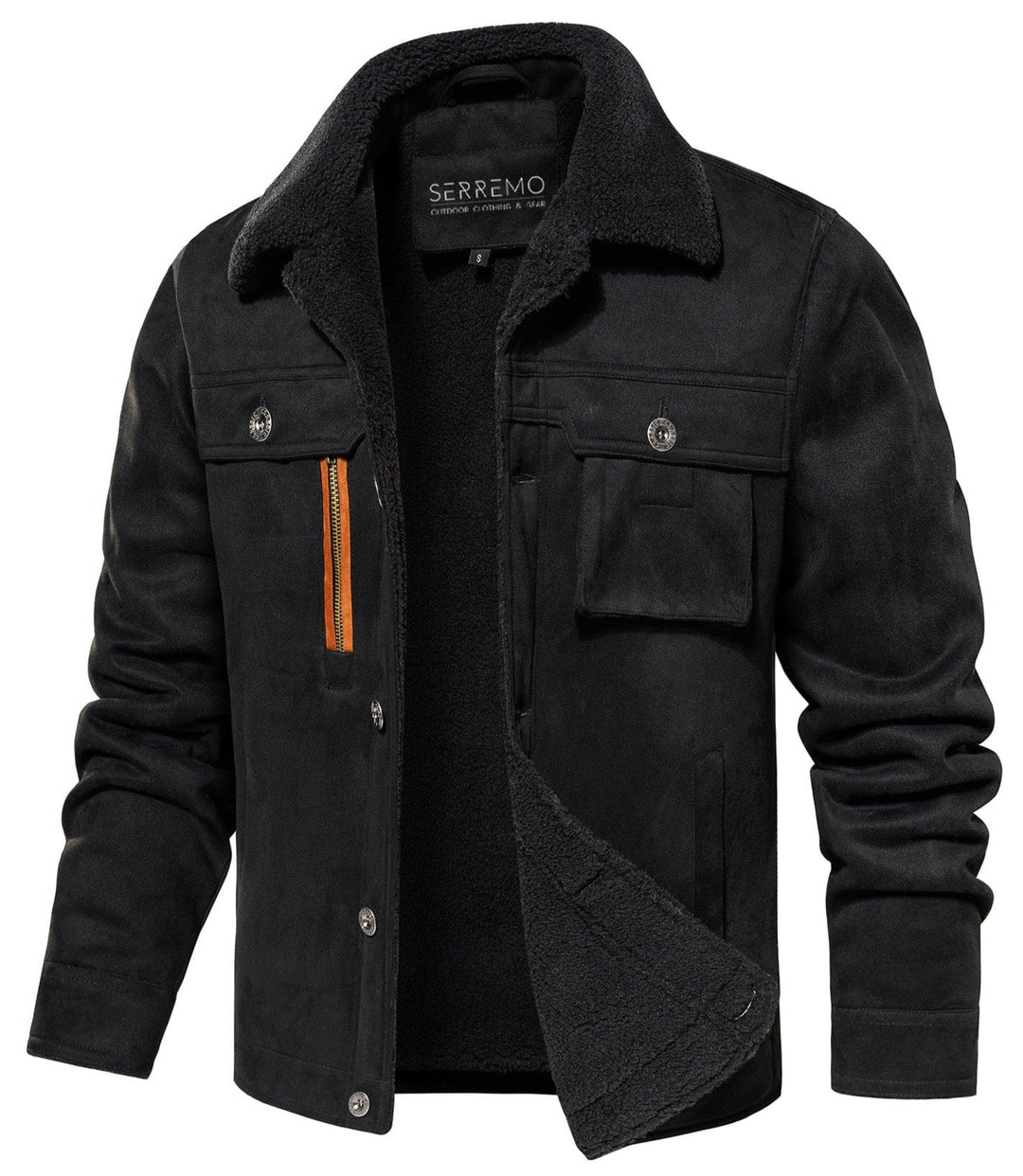 Men's Sherpa Fleece Lined Jacket, warm casual outerwear for winter