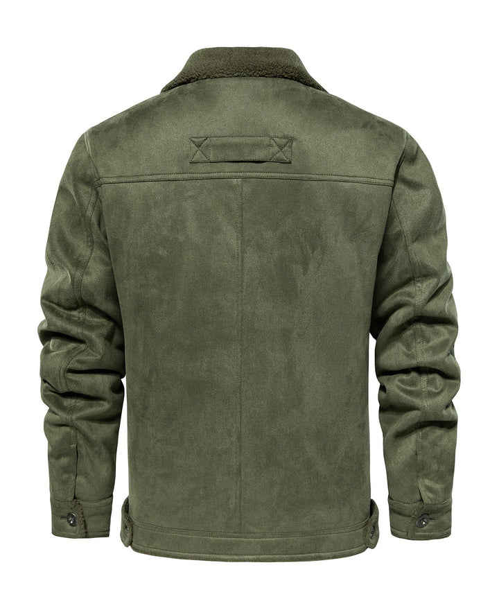 Texture of Sherpa fleece on a men's warm jacket, great for winter