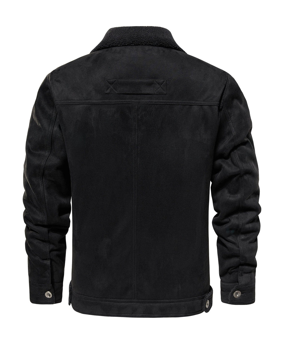 Men's jacket, Sherpa fleece lined, shown on a hanger, warm and stylish