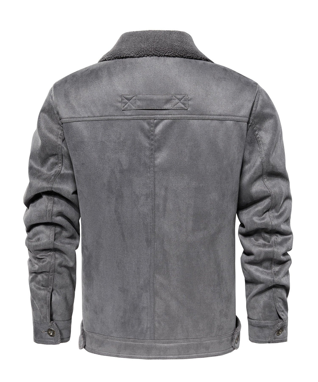 Detailed image of the collar of a men's Sherpa fleece casual jacket