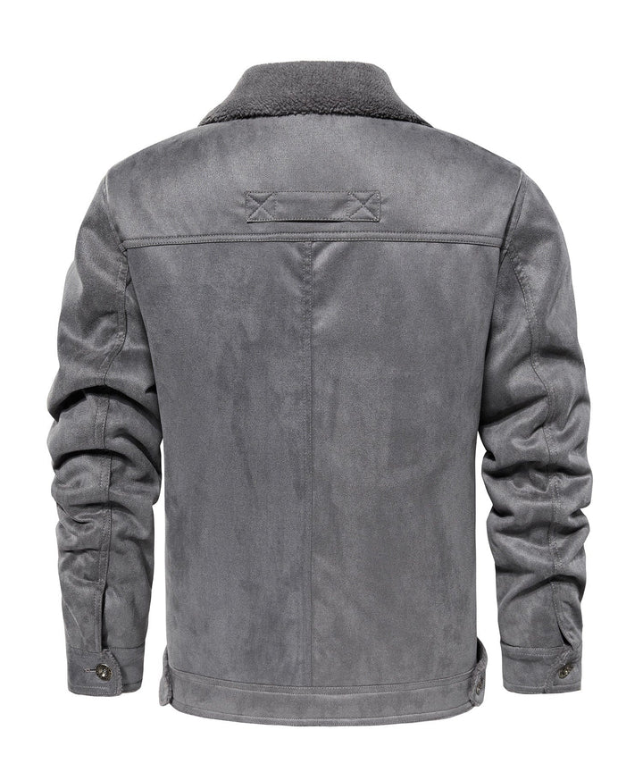 Detailed image of the collar of a men's Sherpa fleece casual jacket