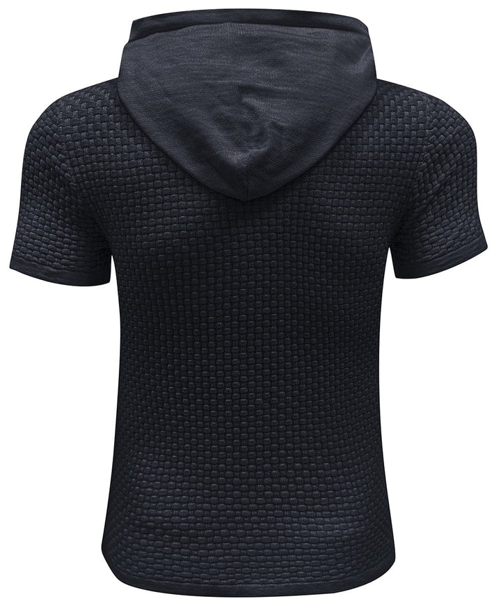 Polyester men's short sleeve hoodie, a stylish piece of summer activewear
